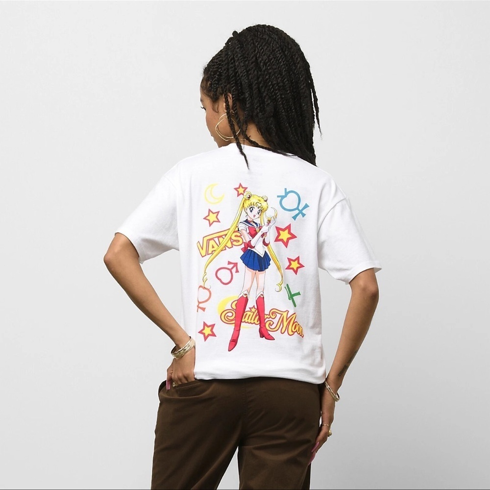 Vans x Sailor Moon Pretty Guardian Graphic T-Shirt Tee Top White Sz M - Picture 3 of 6